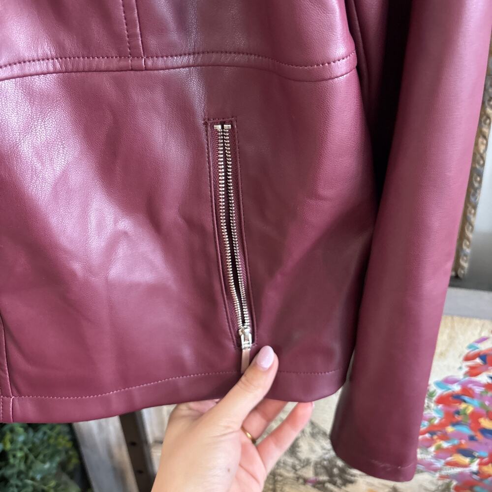 Maroon Philosophy Vegan Leather Jacket Size XL - Picture 8 of 14